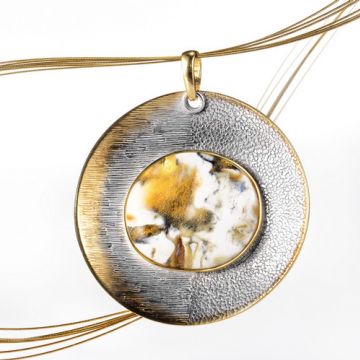 6. Pendant: Baltic amber, gold-plated silver setting